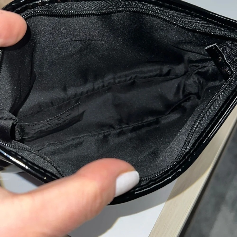 Dior Christian Dior Black Patent Zip Cosmetic Clutch Pouch